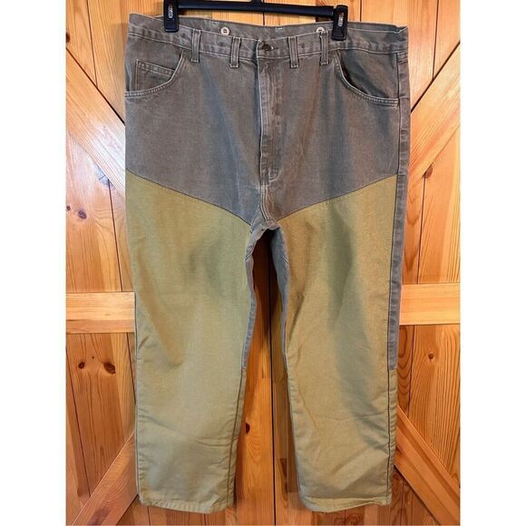 Wrangler Pro Gear  Brush Briar Pants Brown Canvas Jeans Men's size 44 x 30 (4411 - Picture 1 of 7